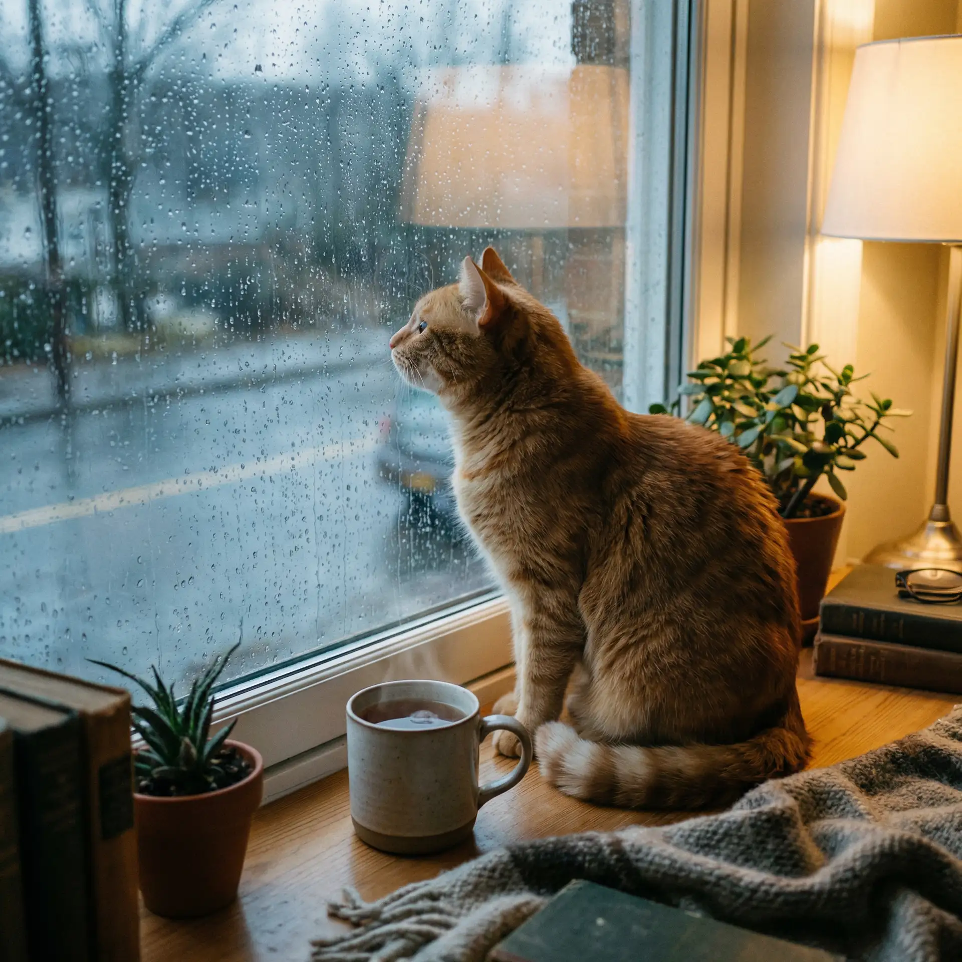 猫咪望着窗外的雨 - 调教sm
